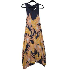 Gap Maxi Dress Women S Blue Orange Tropical Floral Pull On Casual Vacation Beach